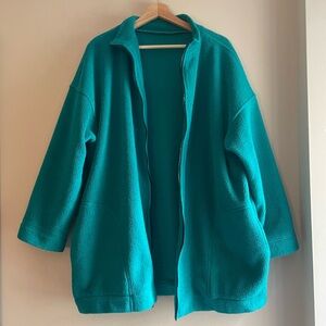 Doncaster Teal Oversized Fleece Zip Up Jacket with Deep Pockets